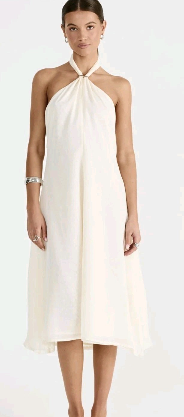 CHARCOAL Ivory Halter Neck Backless Women Party Sleeveless Merritt Midi Dress