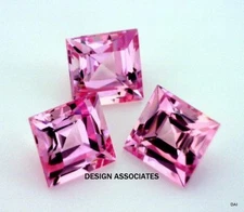 LAB CREATED PINK SAPPHIRE 8 MM SQUARE CUT AAA