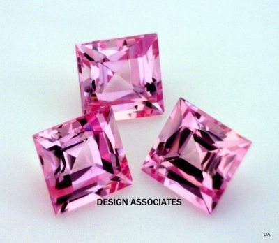 LAB CREATED PINK SAPPHIRE 8 MM SQUARE CUT AAA