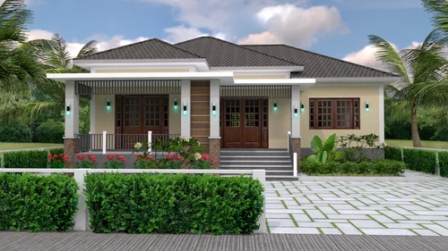 One Story House Plans 12x11 Meter 39x36 Feet 3 Beds Hip Roof (A4 Hard Copy)