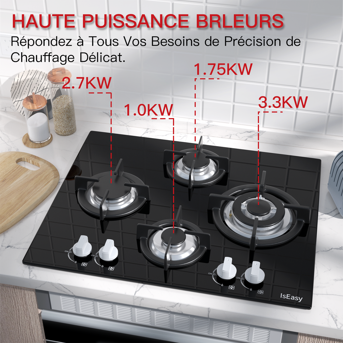 Plaque De Cuisson à Gaz 2 Brûleurs 3kW + 1,75kW - Pour Plan De Travail Ou Encastrable, Tuyau 1,5m Inclus