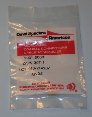 Omni Spectra OSM 207-1, Microwave Coaxial Connector Assembly, 2001-5003-00