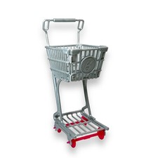Mattel Barbie Doll Shopping Cart Grocery Store Buggy Gray Plastic Pink Wheels