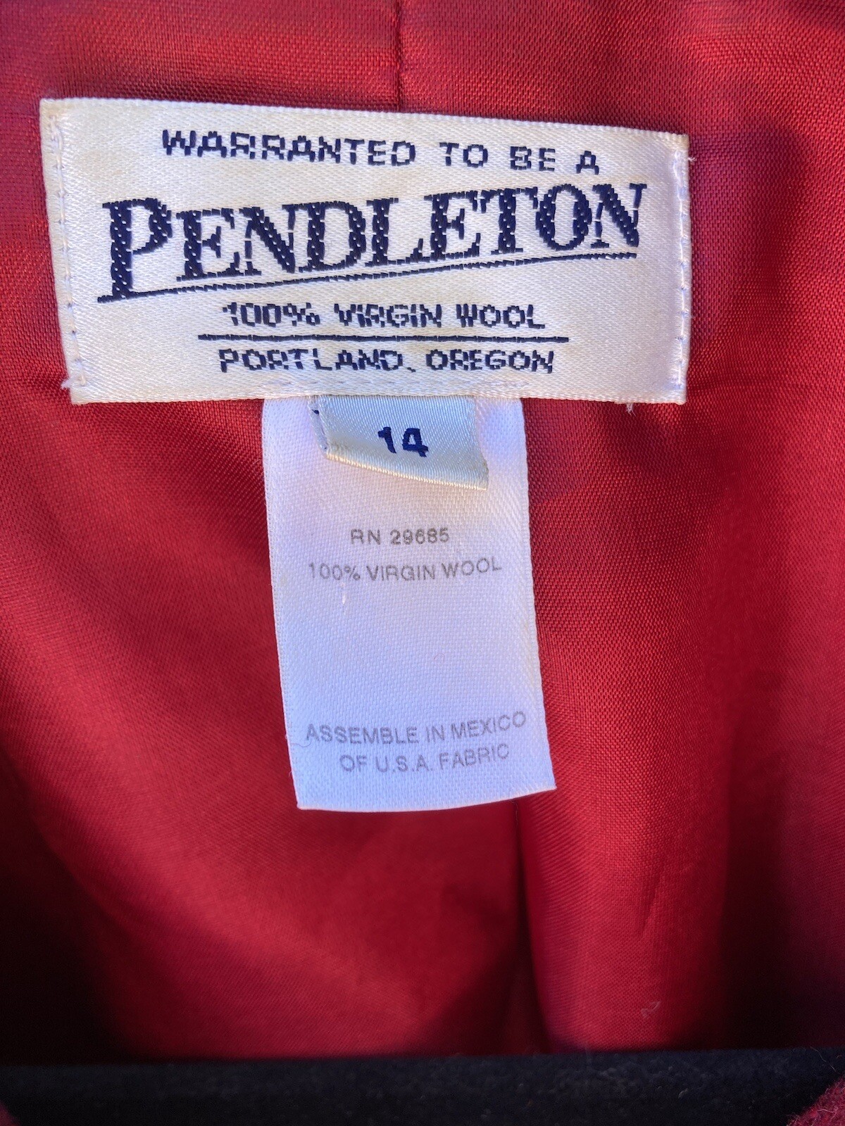 Women's Pendleton Red Solid Overcoat 14 Lined Vir… - image 5