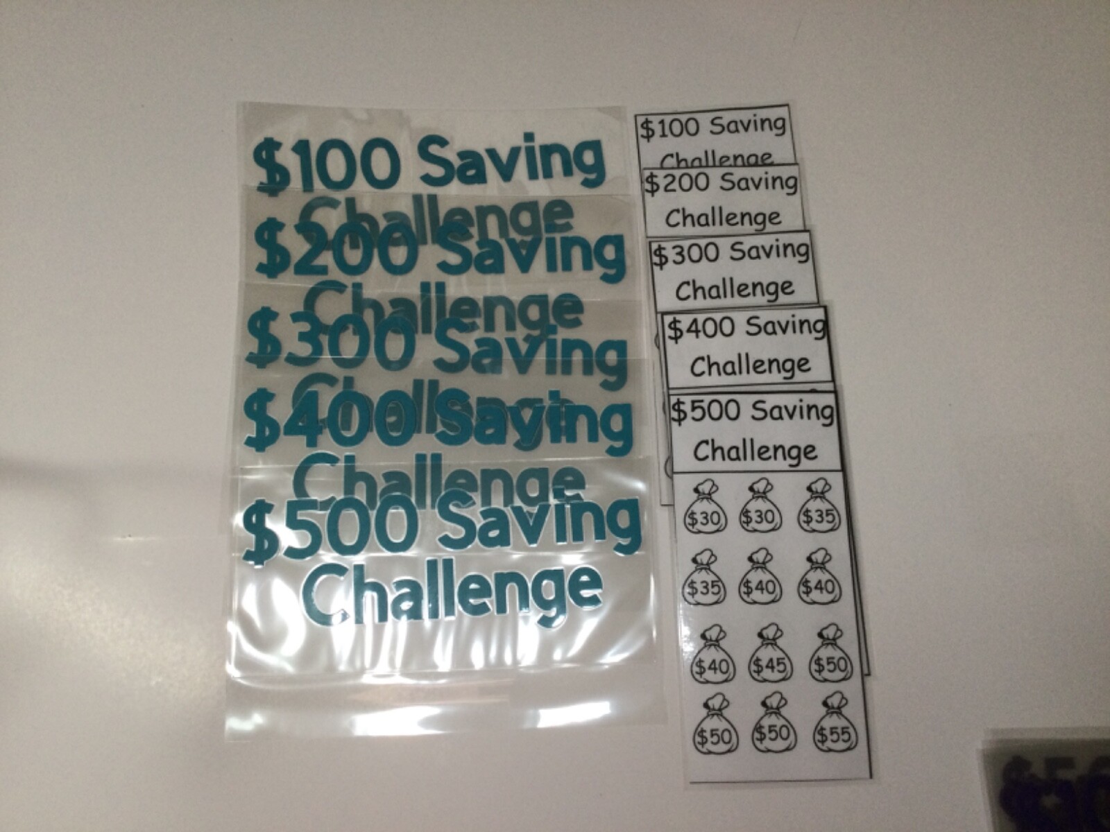 Set of 5 Savings Trackers 100, 200, 300, 400, 500, Money Challenge, binder