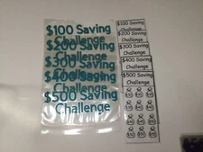 Set of 5 Savings Trackers 100, 200, 300, 400, 500, Money Challenge, binder