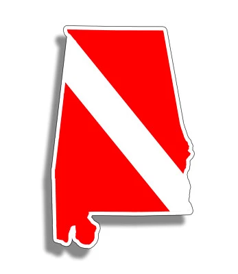 STICKY CUSTOMS Alabama Scuba Diver Down Sticker AL State Flag Car Vehicle Window Bumper Decal