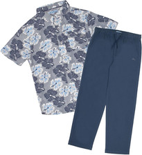 Boys Classic Woven Button-Down Hawaiian Shirt  Elastic Waist Pants Set - Casual