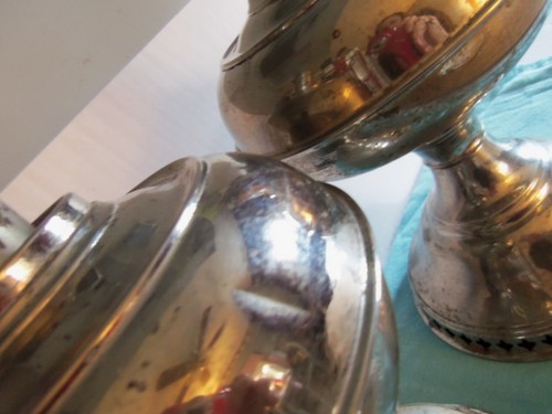 A Pair of Rayo 1905 Oil Kerosene Nickel Plated Lamp Center Draft - Picture 7 of 10
