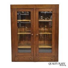 Antique American Primitive Colonial Cherry Wood 2 Door Hutch Cupboard Cabinet