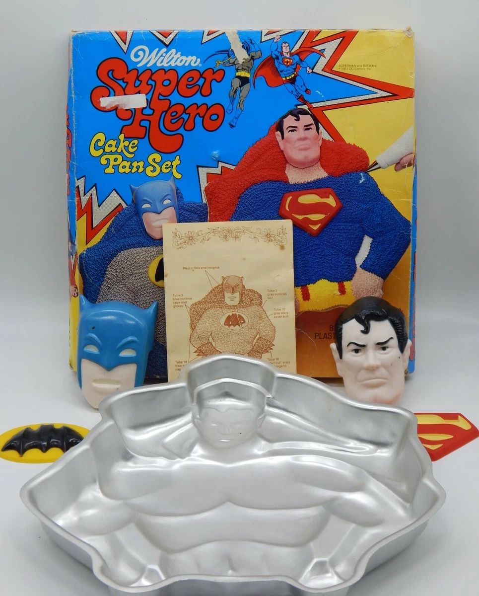 1977 vintage BATMAN Superman Super Hero Wilton cake pan set