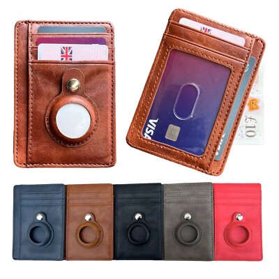 Personalisierte Ultra Slim Leder Brieftasche RFID Hülle Kartenetui für Apple Air Tag