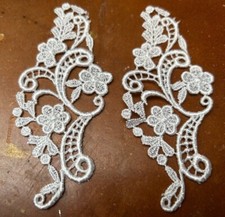 vintage lace applique trim venis cotton rayon 2pcs 2x4.5" made in USA