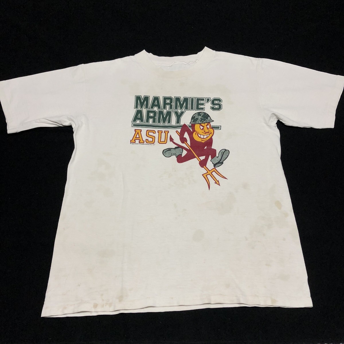 Vintage 90's ASU Marmies Army Arizona State T-shirt Size Small See