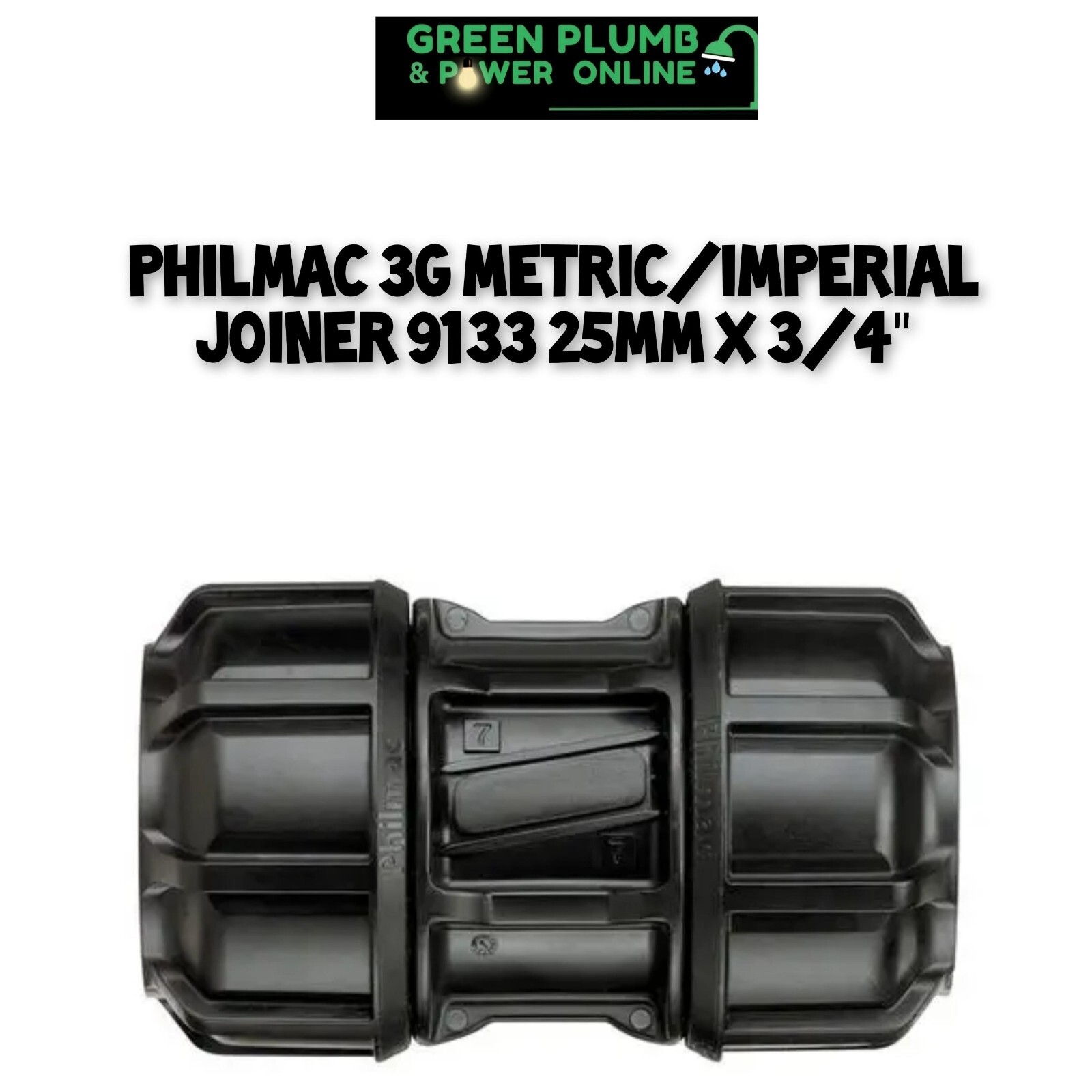 Philmac Metric/Imperial Joiner POL x POL 25mm / 3/4"" 9133 Water Main Connector