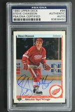 Steve Chiasson (d 1999) Signed Autographed 1990 Upper Deck #96 Hockey Card PSA 