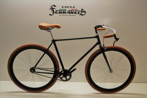 Fixed 28 bici single speed bicicletta scatto fisso nero marrone  personalizzabile | eBay