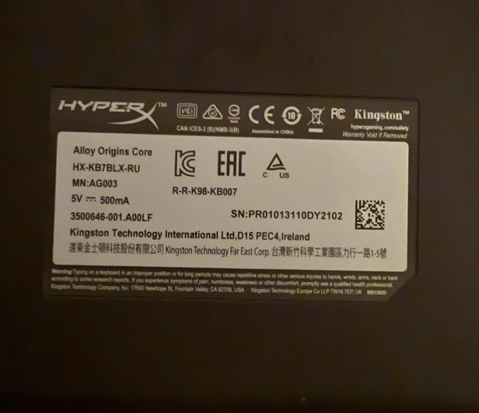 Переключатели HyperX Alloy Origins Core RGB синие щелкающие - Изображение 2 из 2