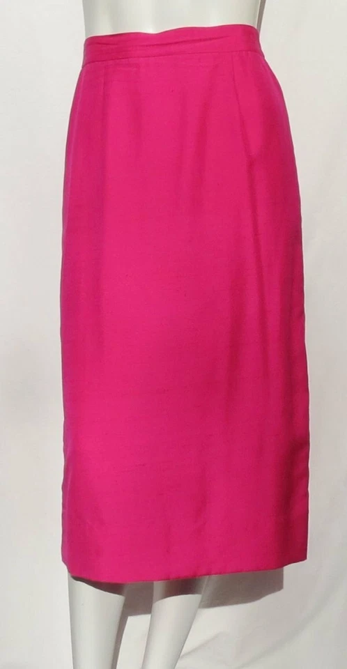 Vtg 80s JOANIE CHAR Hot Pink 100% Silk Jacket + Skirt Suit Set US XS 2 4 (tag 6) - Image 3 of 4