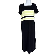 Talbots Short Sleeve Square Neck w/ Striped Chest Maxi Dress Size M