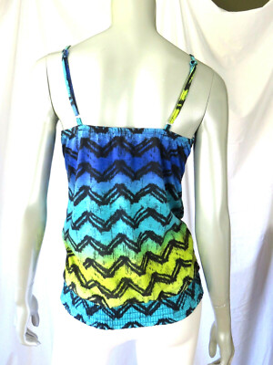 EYELASH COUTURE SZ S Blue Green Yellow Thin Knit-Jersey Tank Top Shirt