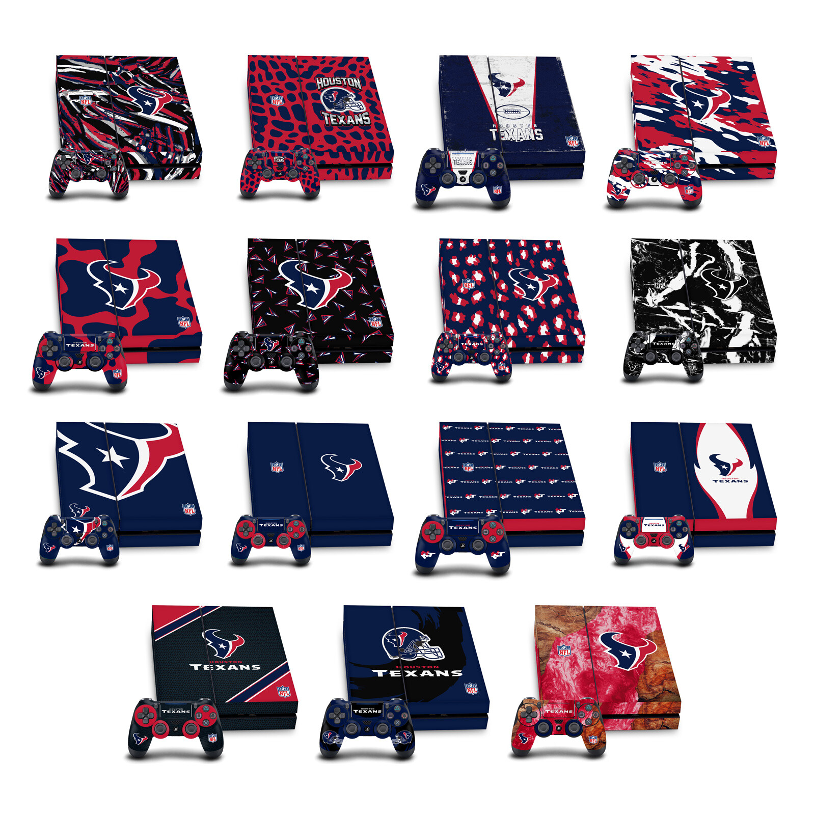 OFFICIAL NFL HOUSTON TEXANS VINYL SKIN DECAL FOR SONY PS4 CONSOLE & CONTROLLER