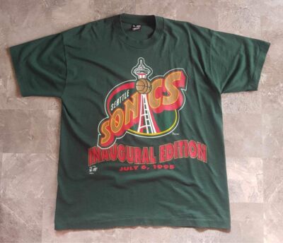 Seattle Supersonics 90s Graphic T shirt Forest Green tee Size S-5XL HN1832