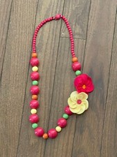 Gymboree Girls Hot Pink Chunky Bead Flower Necklace