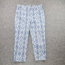 Chicos Pants Womens Size 10 Blue Aztec Print Slimming Girlfriend Slim Leg Ankle