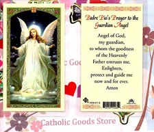 Saint St. Pio's prayer to the Guardian Angel - Laminated  Holy Card