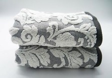 Image of Lex's Linens Pack of 2 Jacquard Floral Hand Towels Grey 50 x 90 cm