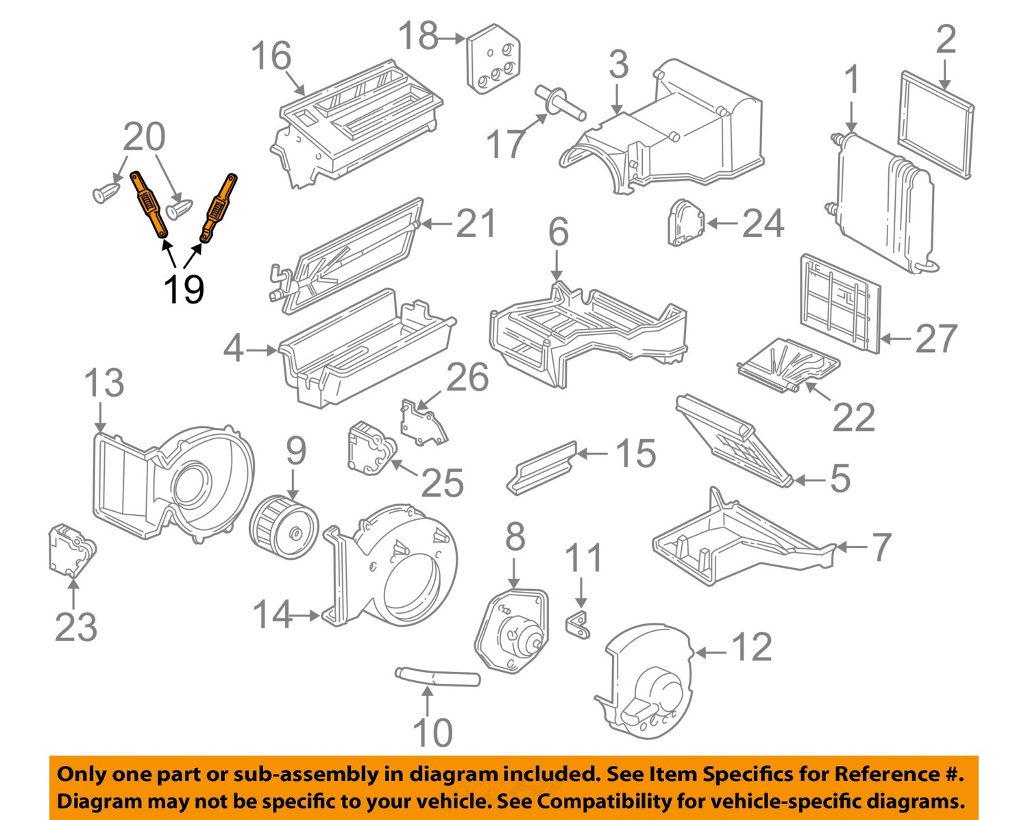 Gm oem 92 00 blazer evaporator heater components link 52487132 ebay
