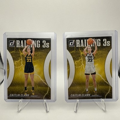 (2) Lot CAITLIN CLARK 2024 Panini Collection Raining 3s Insert #R1 #R2 Fever