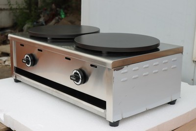 Commercial Double Pancake Maker Gas Crepe Machine Banjo Fried Cake Cooker LPG