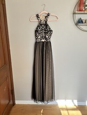 Black Nude Sequin Long Gown