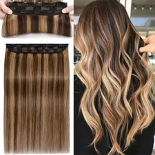 U Shape Russian 100 Clip In Remy Human Hair Extensions One Piece Full Head Weft