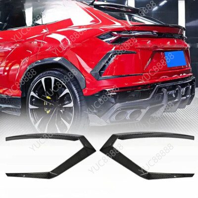 Carbon Fiber Rear Bumper Canard Fins Lip Spoiler For Lamborghini Urus 2018-2023