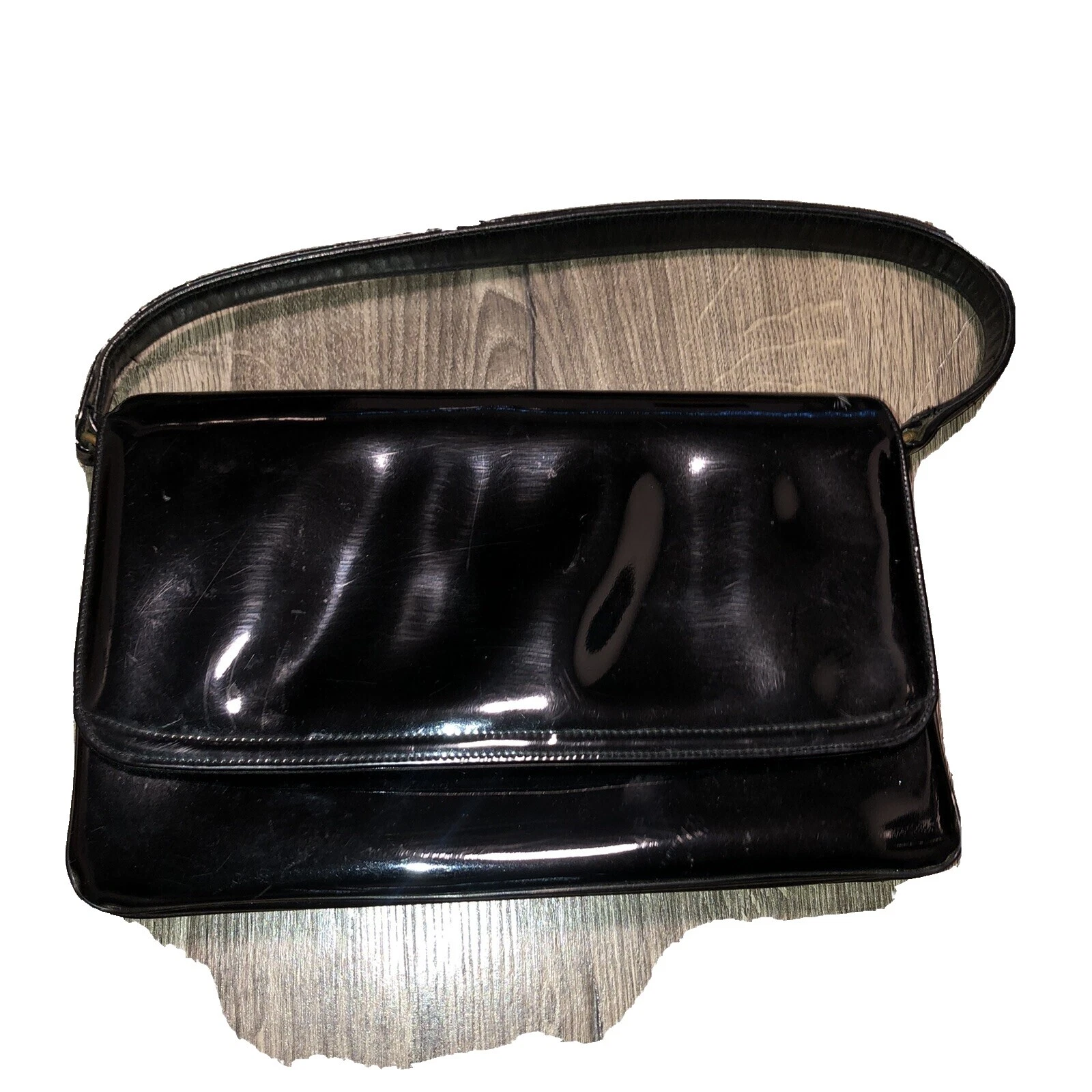 Bolsa de couro envernizado Vintage década de 1960 Troco