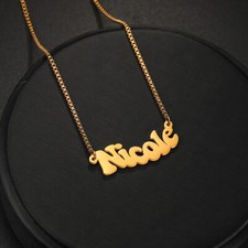 Personalized Name Necklace for Women Bending Curve Nameplate Box Chain Jewelry