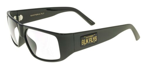 NEW Black Flys Sunglasses SANTERIA FLY SHINY BLACK BLUE LIGHT CLEAR LENS LIMITED - Picture 1 of 1