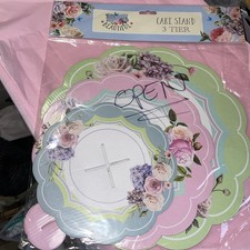 3 Tier Disposable cake Stand Vintage Style Florals
