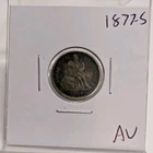 1877-S San Francisco Seated Liberty Silver Dime 10 Cent AU Almost Uncirculated
