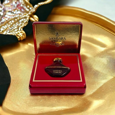 Rare Vintage 1989 Guerlain SAMSARA Perfume Ruby Red Glass Bottle