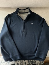 Boys Vineyard Vines 1/4 zip Pullover Sweater Navy Blue pique Size 7-Excellent