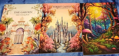 FOREST CASTLE -  Adult Anti-Stress / Relaxing A4 Colouring Book x 3 