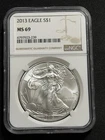 2013 $1 American Silver Eagle NGC MS69 Brown Label!!