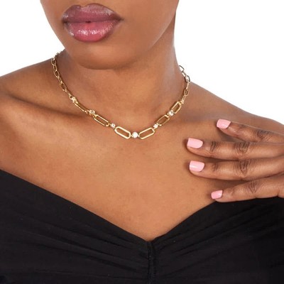 Swarovski Constella Necklace Chain Gold Shiny White