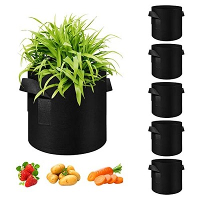 5/10/12/20/30 Pack 10 Gallon Grow Bags, Heavy Duty Thickened Nonwoven 5 Pack