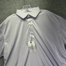 Collars  Co Dress Collar Polo Shirt Mens 2XL Blue Check Performance Stretch