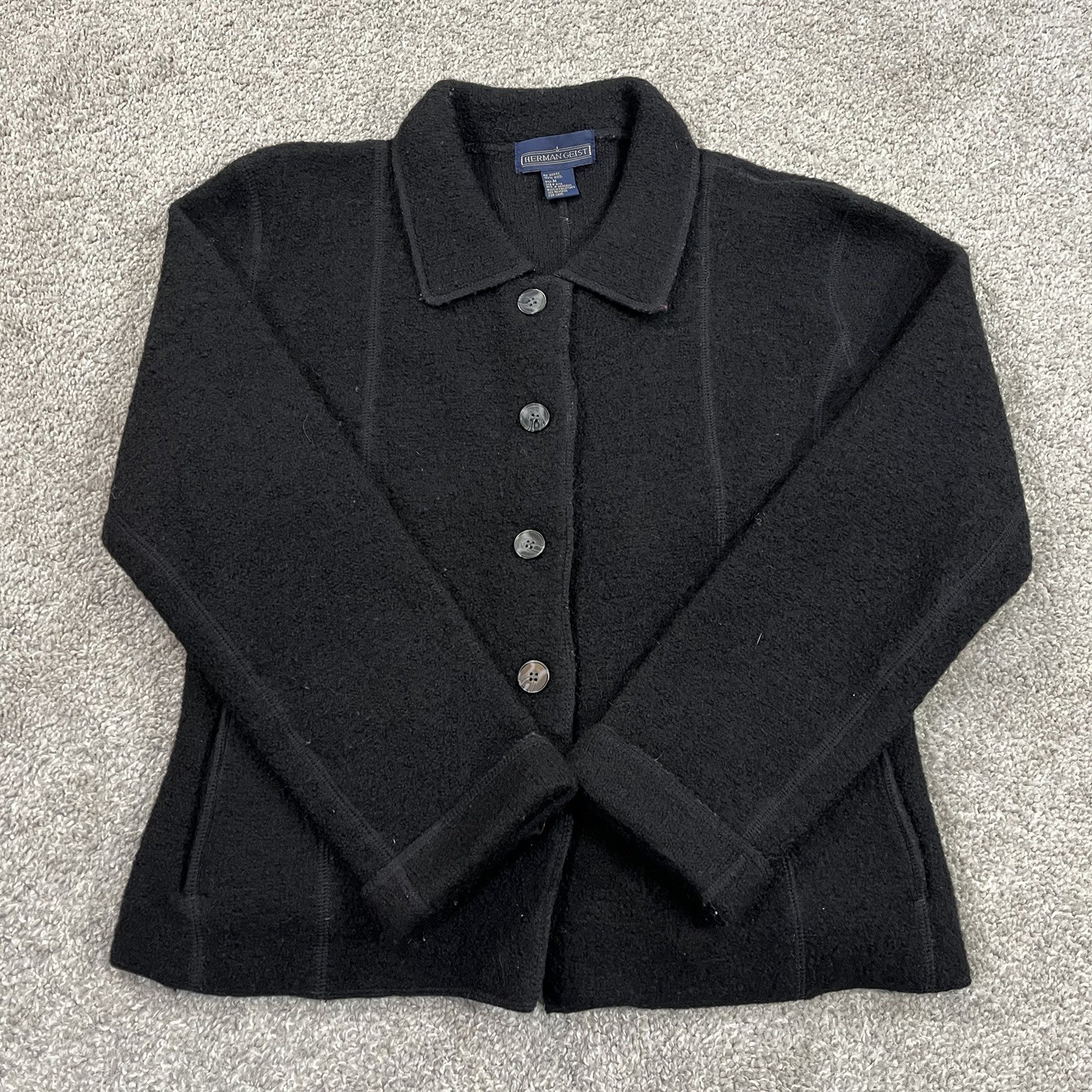 Herman Geist Wool Button Front Jacket M Minimalis… - image 1